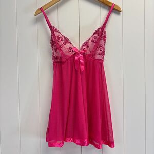 Lace Mesh Baby Doll Teddy Pink Women Large Sexy Romantic Bling Feminine Festival
